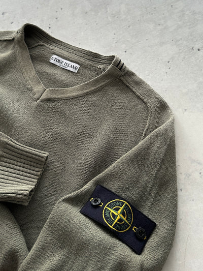 00's Stone Island V Neck Knit Jumper (S)