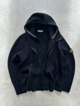 AW/08 Stone Island Chunky Wool Knit Zip Up Hooded Jumper (XL)