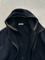 AW/08 Stone Island Chunky Wool Knit Zip Up Hooded Jumper (XL)