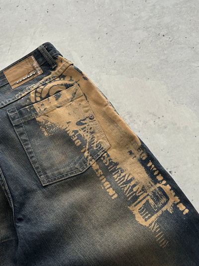 00's Oakley grunge wash industrial denim Jeans (W33 x L32)