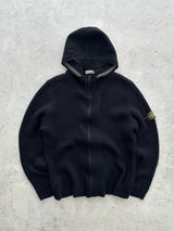 AW/08 Stone Island Chunky Wool Knit Zip Up Hooded Jumper (XL)