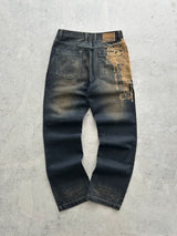 00's Oakley grunge wash industrial denim Jeans (W33 x L32)