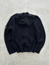 AW/08 Stone Island Chunky Wool Knit Zip Up Hooded Jumper (XL)