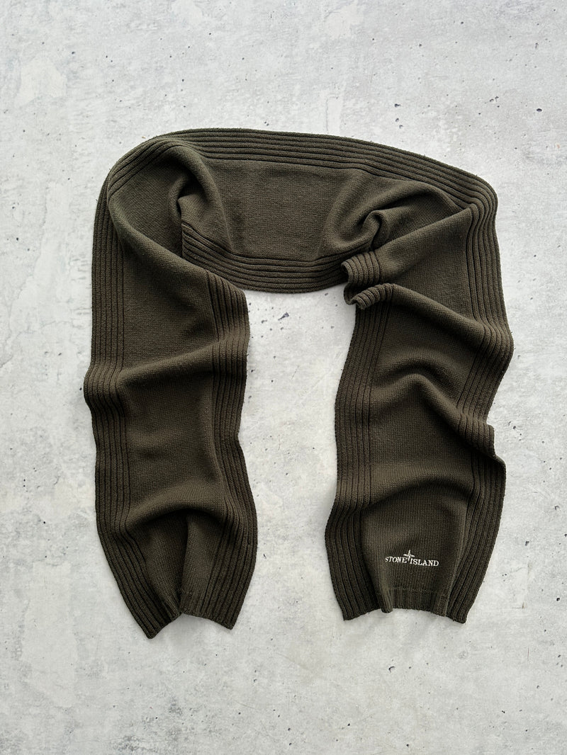 00's Stone Island Embroidred Spell Out Knit Scarf (One Size)
