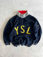 YSL Embroidered Spell Out 1/4 Zip Pullover Fleece (L)