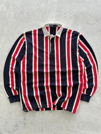 90's Ralph Lauren Vertical Stripe Long Sleeve Polo Shirt (L)
