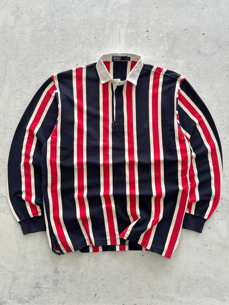 90's Ralph Lauren Vertical Stripe Long Sleeve Polo Shirt (L)
