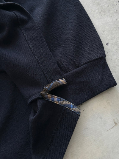 00's Burberry Nova Check Long Sleeve Polo Shirt (L)