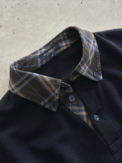 00's Burberry Nova Check Long Sleeve Polo Shirt (L)