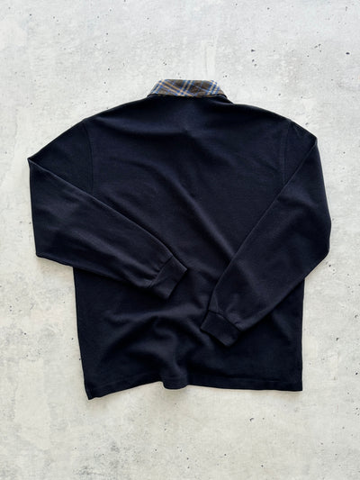 00's Burberry Nova Check Long Sleeve Polo Shirt (L)