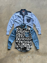 00's Evisu rare staff AOP Spell Out Denim Shirt (S)