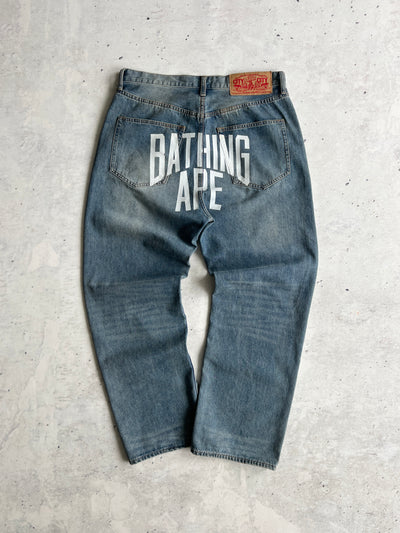 00's Bape denim spell out jeans (W34 x L30)