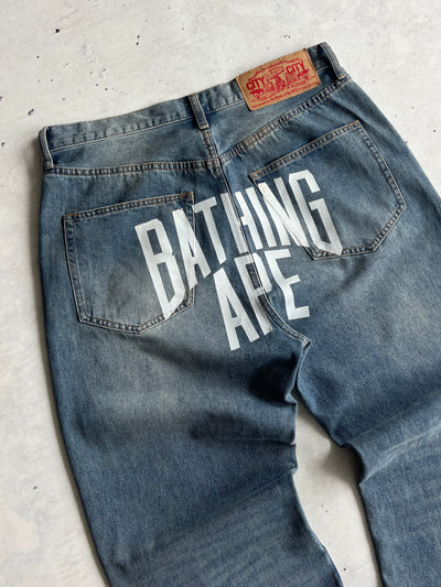 00's Bape denim spell out jeans (W34 x L30)