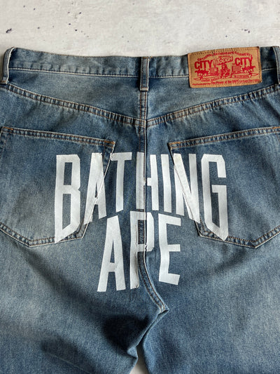 00's Bape denim spell out jeans (W34 x L30)