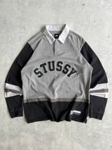 Stussy arc spell out long sleeve rugby shirt (L)