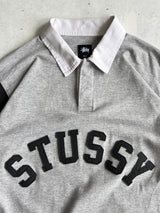 Stussy arc spell out long sleeve rugby shirt (L)