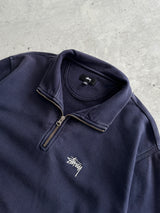 Stussy Script Heavyweight 1/4 Zip Sweatshirt (S)