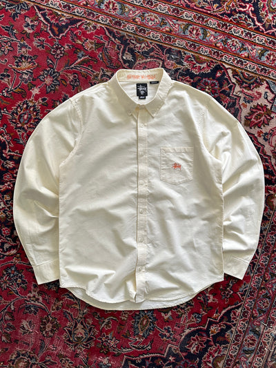 00's Stussy Embroidered Logo Heavy Cotton Long Sleeve Shirt (L)