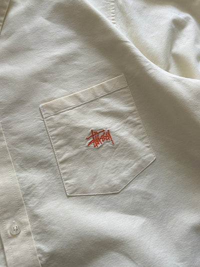 00's Stussy Embroidered Logo Heavy Cotton Long Sleeve Shirt (L)