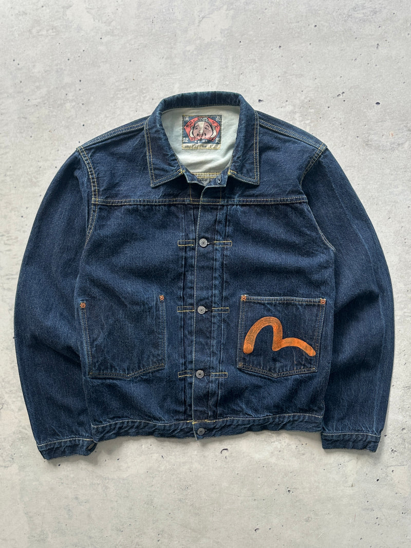 00's Evisu Maniacs Gull Wing selvedge Denim heavyweight Jacket (M)