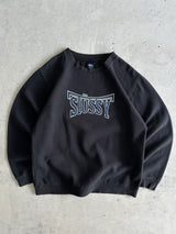 90's Stussy Spell Out Heavyweight Crewneck Sweatshirt (L)