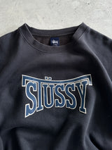 90's Stussy Spell Out Heavyweight Crewneck Sweatshirt (L)