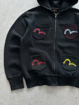 00's Evisu Gull Wing Multi Pocket Zip Up Hoodie (L)