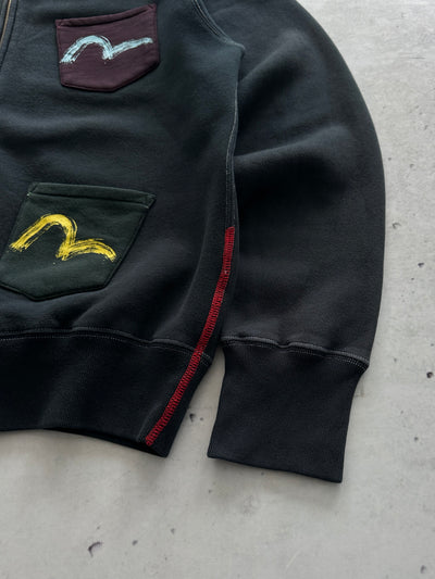 00's Evisu Gull Wing Multi Pocket Zip Up Hoodie (L)