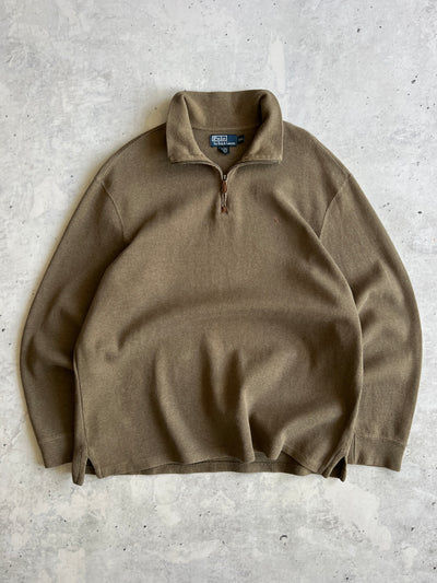 90's Ralph Lauren Heavyweight Ribbed 1/4 Zip Jumper (XXL)