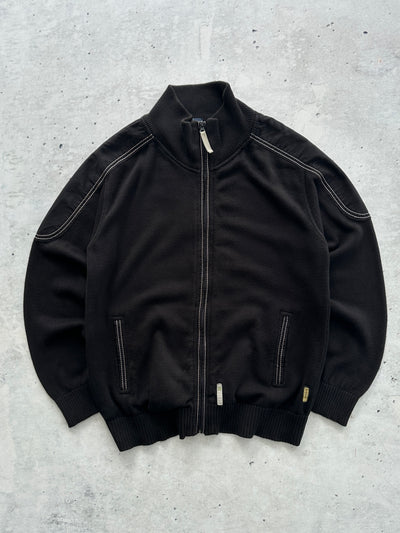 00's Armani Jeans Contrast Stitch Zip Up Knit Jumper (S)