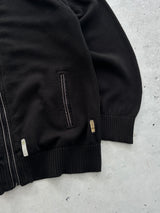 00's Armani Jeans Contrast Stitch Zip Up Knit Jumper (S)