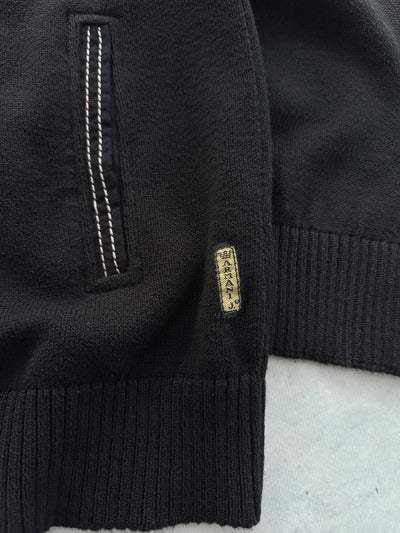 00's Armani Jeans Contrast Stitch Zip Up Knit Jumper (S)