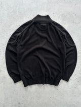 00's Armani Jeans Contrast Stitch Zip Up Knit Jumper (S)