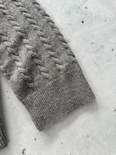 Pull en laine torsadée Ralph Lauren, col zippé (L)