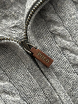 Pull en laine torsadée Ralph Lauren, col zippé (L)