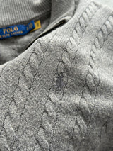 Pull en laine torsadée Ralph Lauren, col zippé (L)