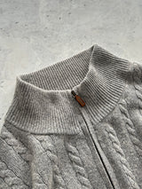 Pull en laine torsadée Ralph Lauren, col zippé (L)
