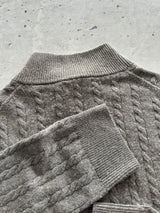 Pull en laine torsadée Ralph Lauren, col zippé (L)