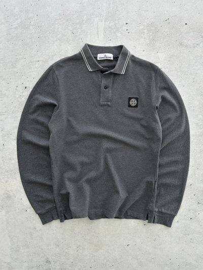 AW/17 Stone Island Patch Logo Long Sleeve Polo Shirt (S)