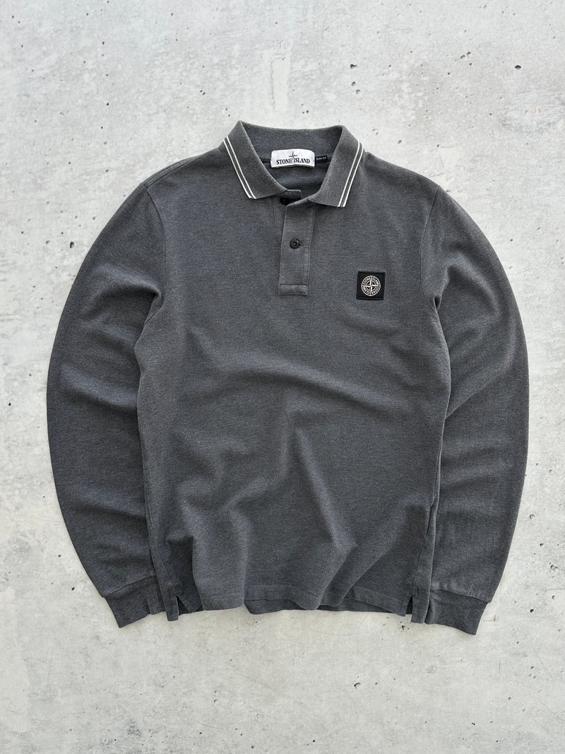 AW/17 Stone Island Patch Logo Long Sleeve Polo Shirt (S)