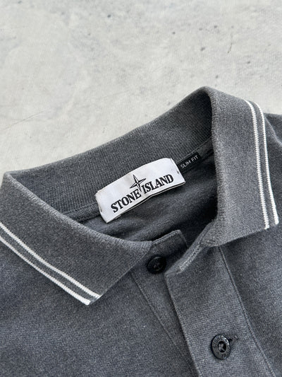 AW/17 Stone Island Patch Logo Long Sleeve Polo Shirt (S)