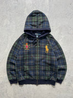 90's Ralph Lauren mercer plaid zip up Hoodie (L)