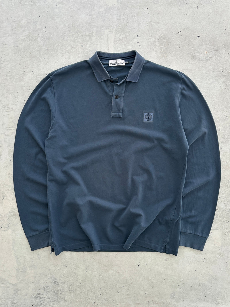 AW/16 Stone Island Patch Logo Long Sleeve Polo Shirt (XL)