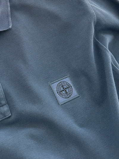 AW/16 Stone Island Patch Logo Long Sleeve Polo Shirt (XL)
