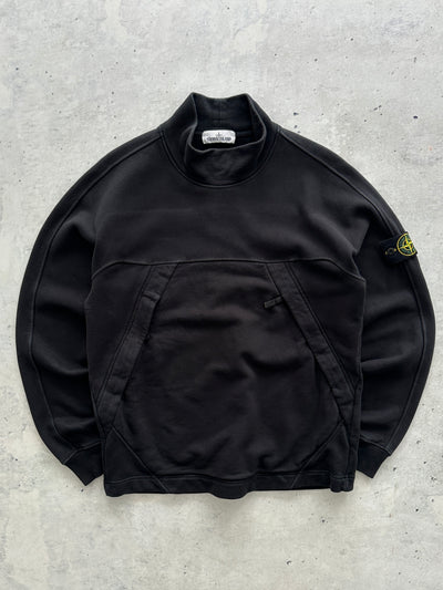 71 Sweat-shirt col roulé Stone Island épais (M)