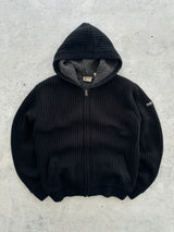 00's Schott Fleece Lined Chunky Knit Zip Up Hoodie (M)