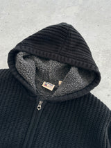 00's Schott Fleece Lined Chunky Knit Zip Up Hoodie (M)