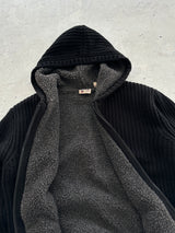 00's Schott Fleece Lined Chunky Knit Zip Up Hoodie (M)