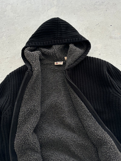 00's Schott Fleece Lined Chunky Knit Zip Up Hoodie (M)