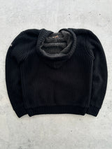 00's Schott Fleece Lined Chunky Knit Zip Up Hoodie (M)